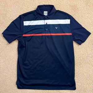Men's Navy Polo Shirt with Red and White Stripes